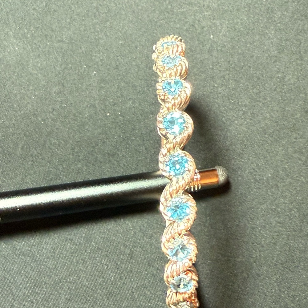 PRICE FIRM • NWOT* hinge bangle bracelet 925 sterling silver blue topaz *READ